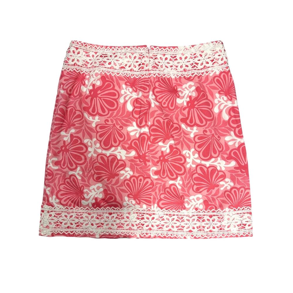 Lilly Pulitzer Women’s Sz 10 Pink Floral Lace Trim Mini Skirt Resort Preppy Y2K - Picture 2 of 6